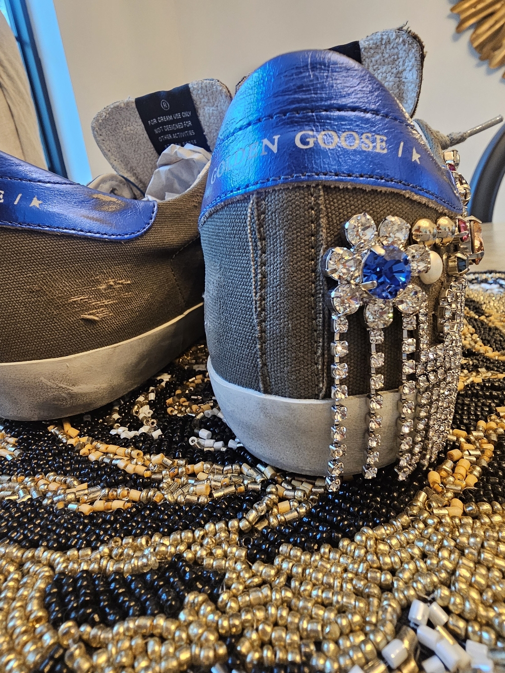 Golden Goose Superstar Canvas Crystal Charm Sneakers💎 - Picture 4 of 12